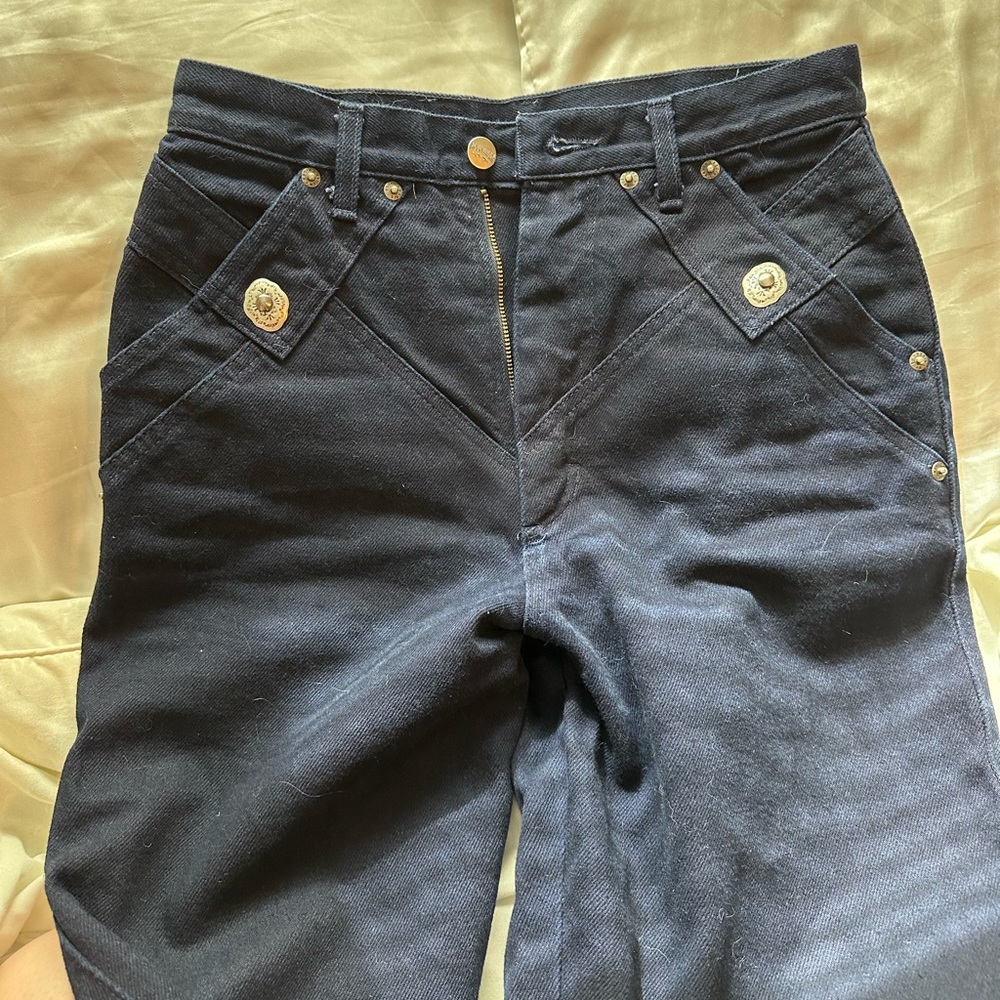 ROUGHRIDER Dark Blue Black Bootcut Workwear Jeans Circle T Western Size 9/10